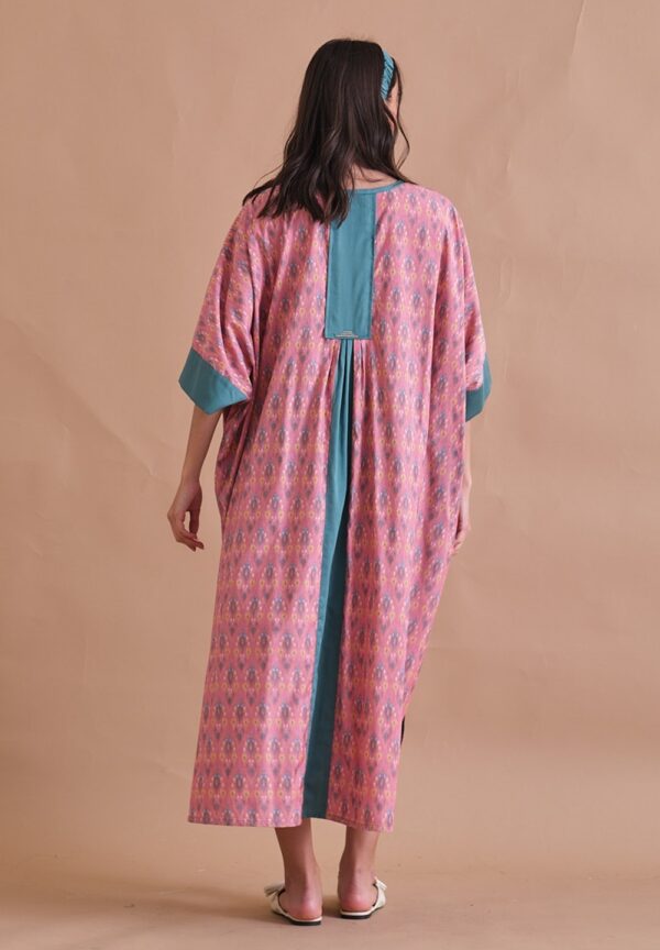 Pink and Green Light Cotton Kaftan - Image 4