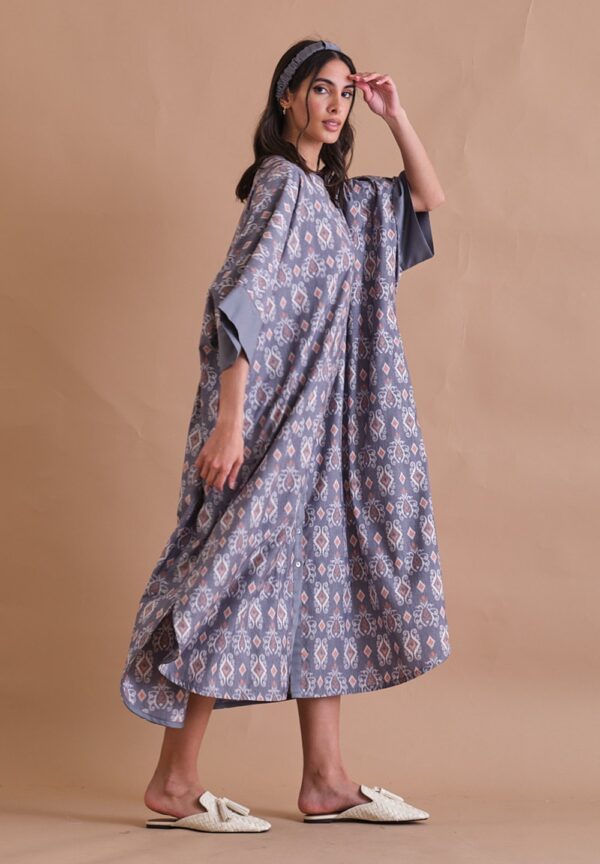 Gray and Orange Light Cotton Kaftan - Image 2