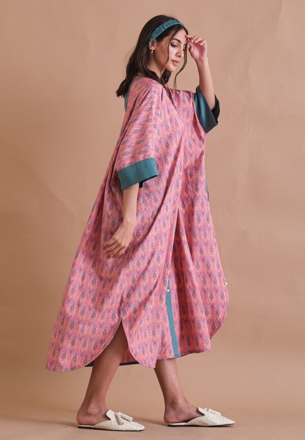 Pink and Green Light Cotton Kaftan - Image 2