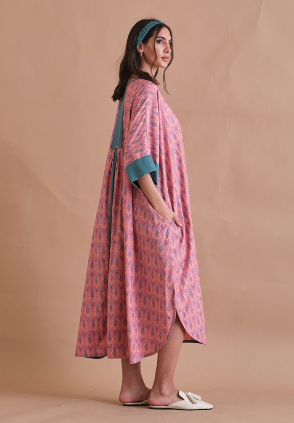 Pink and Green Light Cotton Kaftan - Image 3
