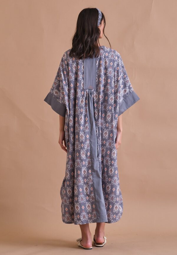 Gray and Orange Light Cotton Kaftan - Image 3