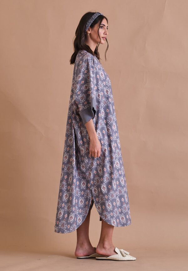 Gray and Orange Light Cotton Kaftan - Image 4